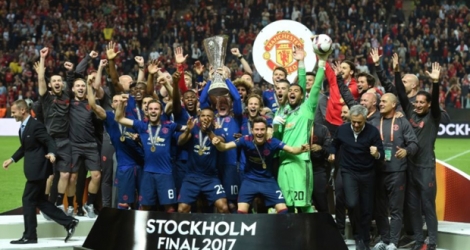 Manchester United, vainqueur de l'Europa League face à l'Ajax d'Amsterdam, le 24 mai 2017 à Stockholm