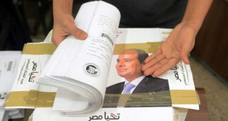Des signatures en faveur de la candidature du président égyptien Abdel Fattah al-Sissi pour un deuxième mandat, le 24 janvier 2018 