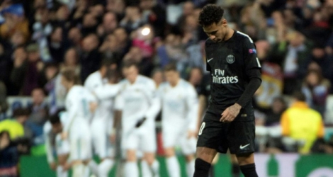 L'attaquant du PSG Neymar lors du match perdu contre le Real Madrid, le 14 février 2018 au stade Santiago Bernabeu.