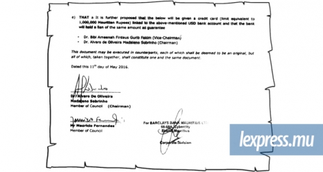 Ce document porte le sceau de la Barclays et la signature d’Alvaro Sobrinho et de Mauricio Fernandes.