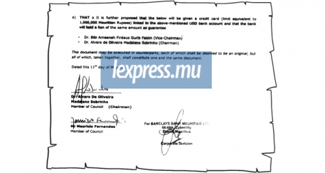 Ce document publié en une de l’express porte le sceau de la Barclays et la signature d’Alvaro Sobrinho et de Maurício Fernandes.