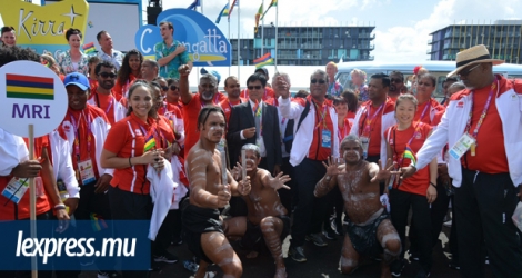 La délégation mauricienne au village des Jeux du Commonwealth, à Gold Coast, en Australie, le lundi 2 avril. 