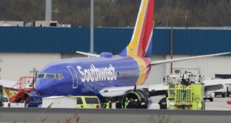 Cet avion de Southwest Airlines s'est posé le 17 avril 2018 en urgence à l'aéroport de Philadelphie (Pennsylavnie) après une défaillance de moteur, qui a fait un mort.