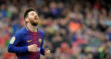 L'attaquant vedette du Barça Lionel Messi lors du match face à Valence au Camp Nou, le 14 avril 2018