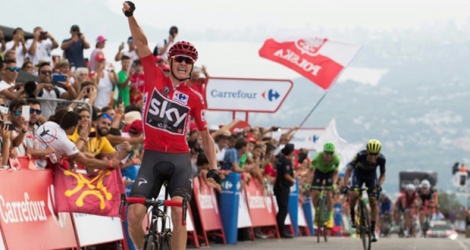 Le Britannique Chris Froome victorieux lors de la 9e étape de la 72e édition de la Vuelta, entre Orihuela et Benitachell