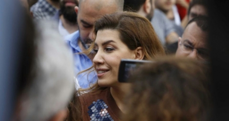 Paula Yacoubian, journaliste libanaise de télévision, lors d'un rassemblement à Beyrouth, le 7 mai 2018.