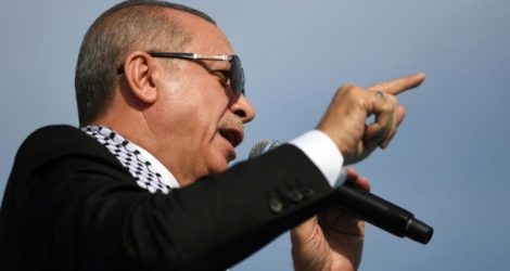 Le président turc Recep Tayyip Erdogan lors d'un rassemblement à Istanbul le 18 mai 2018.