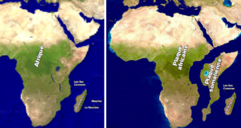 Selon le géologue Prem Saddul, la plaque africaine se divise en deux au niveau de la plaque somalienne.