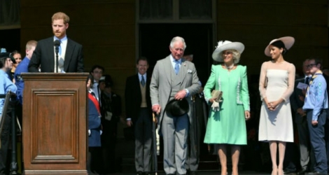 Harry, duc de Sussex, a pris la parole le 22 mai 2018 à l'occasion d'une gardy-party pour célébrer les activités de son père Charles pour des associations caritatives.