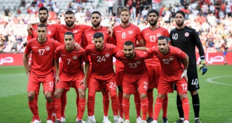L'équipe de Tunisie avant un match contre la Turquie, le 1er juin 2018 à Genève.