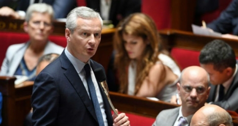 Le ministre de l'Economie français Bruno Le Maire à l'Assemblée nationale, le 12 juin 2018 à Paris.