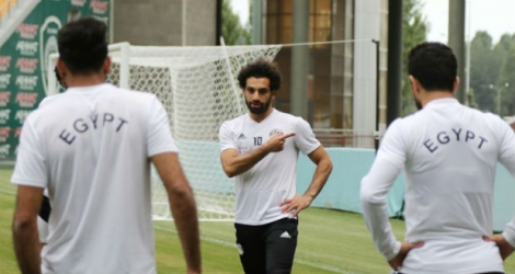 L'attaquant égyptien Mohamed Salah à l'entraînement, le 16 juin 2018 à Groznt.