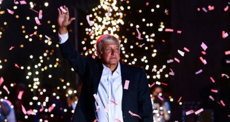 Le candidat à l'élection présidentielle mexicaine Andres Manuel Lopez Obrador, pendant son dernier meeting de campagne à Mexico City, le 27 juin 2018