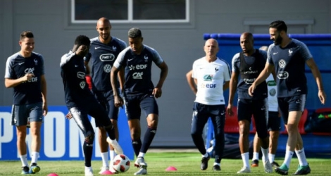 Séance d'entraînement pour les Bleus au camp de base d'Istra, le 1er juillet 2018, à 5 jours du match contre l'Uruguay.