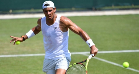 Rafael Nadal à l'entraînement à Wimbledon, le 1er juillet 2018, avant son entrée dans le tournoi londonien.