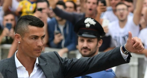 La star Cristiano Ronaldo à son arrivée au centre médical de la Juventus, le 16 juillet 2018 à Turin.