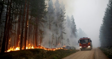 Incendies de forêt à Karbole, le 15 juillet 2018 en Suède 