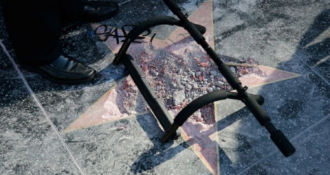 L'étoile de Donald Trump vandalisée, sur la fameuse «Walk of Fame», Promenade de la Célébrité, à Hollywood, photographiée le 25 juillet 2018.