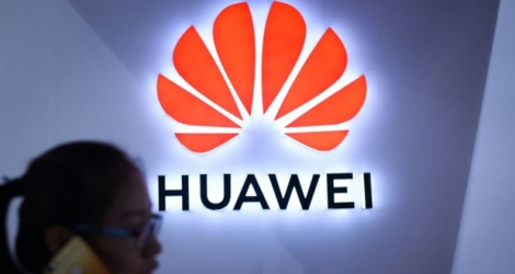 Le logo Huawei, à Pékin le 9 juillet 2018.