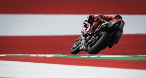 L'Espagnol Jorge Lorenzo au guidon de sa Ducati, au cours du GP d'Autriche de Moto GP au Red Bull Ring de Spielberg, en Autriche, le 12 août 2018 