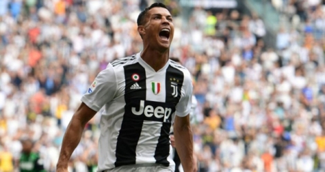 L'attaquant vedette de la Juventus Cristiano Ronaldo exulte après son premier but en Serie A, le 16 septembre 2018 à Turin.