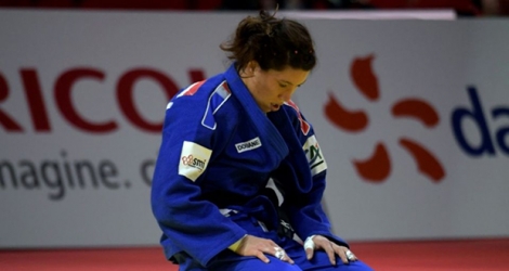 La Française Hélène Receveaux lors des demi-finales des championnats du monde de judo à Budapest le 30 août 2017 