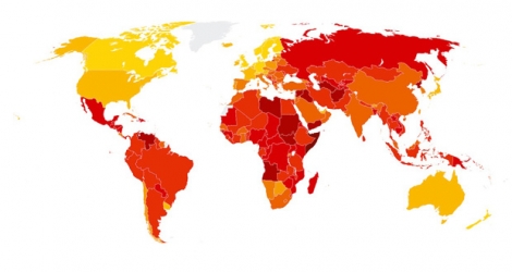 Deux tiers des pays ont un score de moins de 50. (Source: Transparency International).