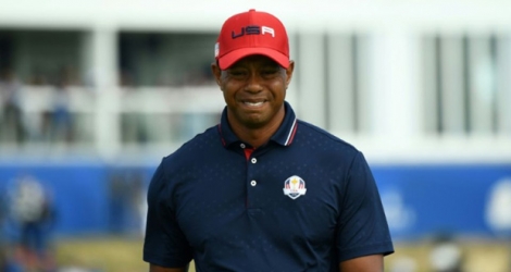 Le golfeur américain Tiger Woods lors de la Ryder Cup 2018 au Golf National de Saint-Quentin-en-Yvelines, le 30 septembre 2018.