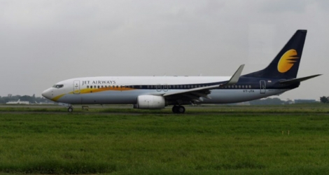 Un avion de la compagnie Jet Airways à l'aérport de New Delhi, le 10 septembre 2018 en Inde.