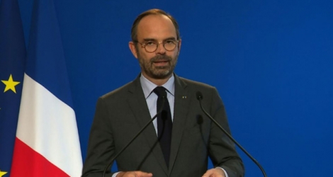 Capture d'écran de l'AFPTV montrant le Premier ministre Edouard Philippe à Paris le 4 décembre 2018.