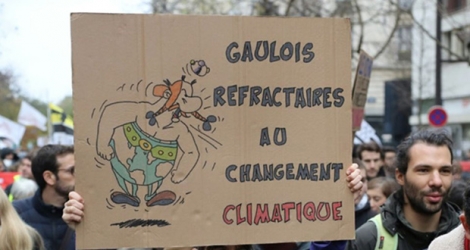 Une femme tient une pancarte lors d'une marche pour la défense de l'environnement, le 8 décembre 23018 à Paris
