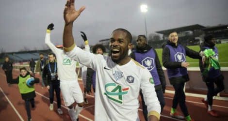 Les joueurs de l'Entente Sannois Saint-Gratien lors de la victoire face à Montpellier en 32e de finale de Coupe de France le 5 janvier 2019.