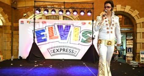 Un fan d'Elvis Presley lors d'un festival à Parkes en Australie, le 10 janvier 2019.