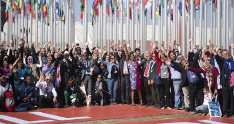 Des membres des délégations internationales à la COP 22 au Maroc en novembre 2016. Atmaram Sonoo, alors maire de Quatre-Bornes, s’y était rendu.