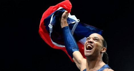 Le Français Pascal Martinot-Lagarde vainqueur du 110 m haies aux championnats d'Europe de Berlin le 10 août 2018