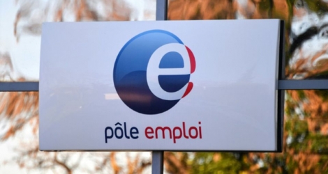Le logo de Pôle emploi dans une agence de Montpellier, le 3 janvier 2019.
