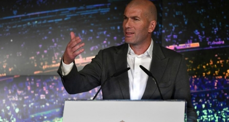 Le Français Zinédine Zidane, de nouveau entraîneur du Real Madrid, en conférence de presse, le 11 mars 2019 à Madrid