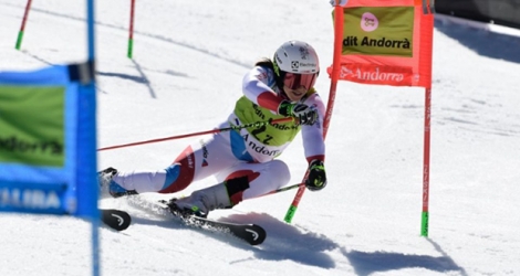 La Suissesse Wendy Holdener lors du slalom parallèle, à Soldeu, en Andorre, le 15 mars 2019