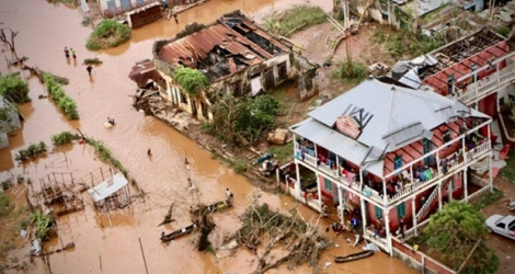 Dans la zone inondée de Buzi au Mozambique, le 20 mars 2019, après le passage du cyclone Idai.