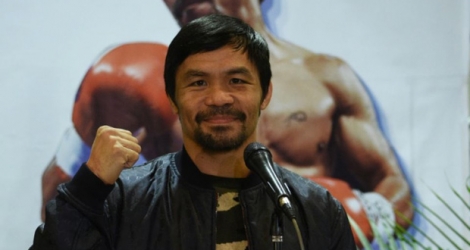 Le boxeur philippin Manny Pacquiao en conférence de presse, le 24 janvier 2019 à Manille.
