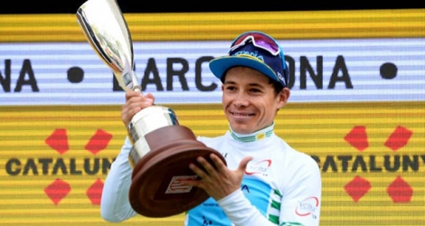 Le Colombien Miguel Angel Lopez (Astana) vainqueur du Tour de Catalogne, à Barcelone, le 31 mars 2019.