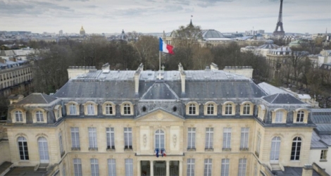Vue aérienne du Palais de l'Elysée à Paris prise le 12 mars 2019.
