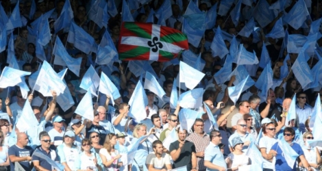 Les supporters de Bayonne lors d'un match contre Toulon, le 21 août 2016 à Bayonne.