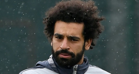 Le milieu de terrain égyptien Mohamed Salah pendant un entraînement à Liverpool, le 16 avril 2019.