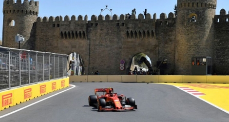 Le Monégasque Charles Leclerc (Ferrari) lors de la 3e séances d'essais libres pour le GP d'Azerbaïdjan, le 27 avril 2019 à Bakou.