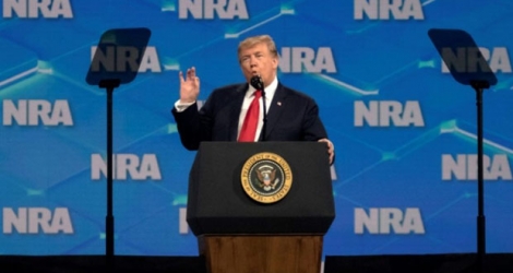 Le président américain Donald Trump lors d'un discours à Indianapolis devant la National Rifle Association (NRA), le 26 avril 2019.