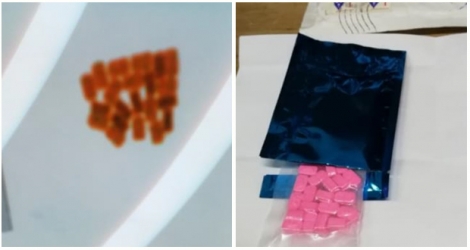 Les 21 cachets d’ecstasy étaient dissimulés dans un sachet en aluminium.