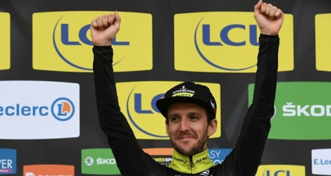Le Britannique Simon Yates vainqueur de la 5e étape de Paris-Nice, à Barbentane, le 14 mars 2019.