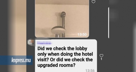 Message WhatsApp d'un membre du personnel navigant d'Air Mauritius qui déplore l'état de l'hôtel où il a récemment séjourné.