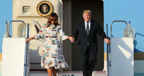 Le président américain Donald Trump et son épouse Melania à leur arrivée à Tokyo le 25 mai 2019.
